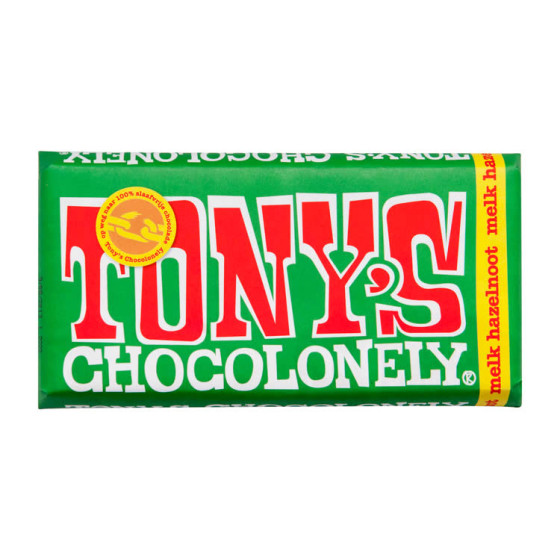 Tonys Chocolonely Melk 32% Hazelnoot 180g   ( THT 24.06.2024 )