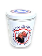 Fortuin Blik Koning Willem-Alexander en Maxima Blauw Wilhelmina Pepermunt Pfefferminze 500g