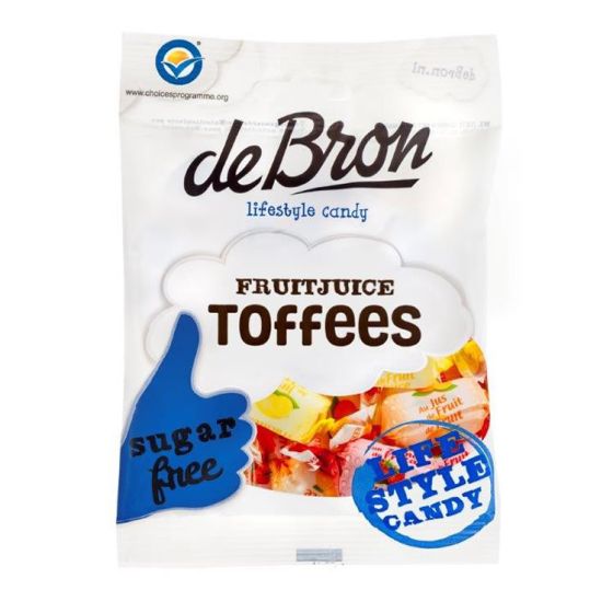 De Bron Fruitjuice Toffees Suikervrij 90g