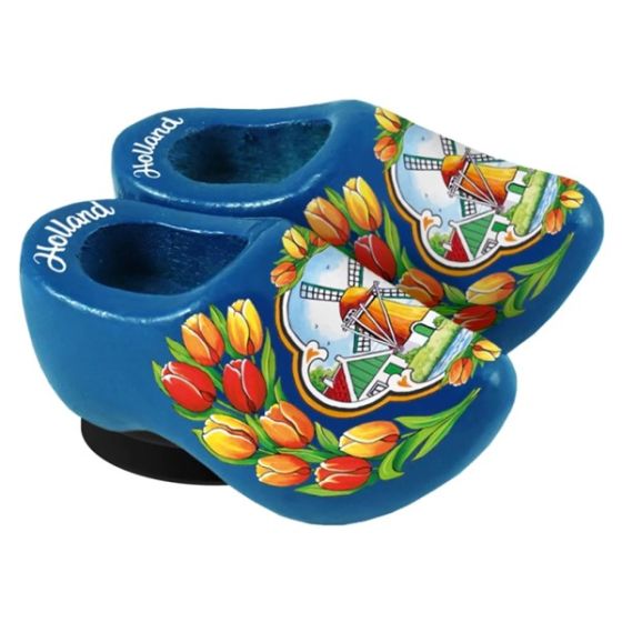 Magneet - Nederlandse klompen - Houten schoenen - Kleur: Blauw