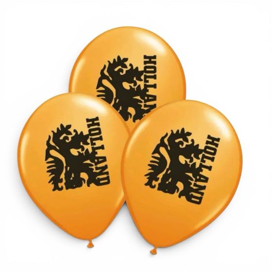 Oranje ballonnen met leeuwenprint 8st.