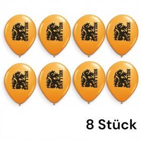 Oranje ballonnen met leeuwenprint 8st.