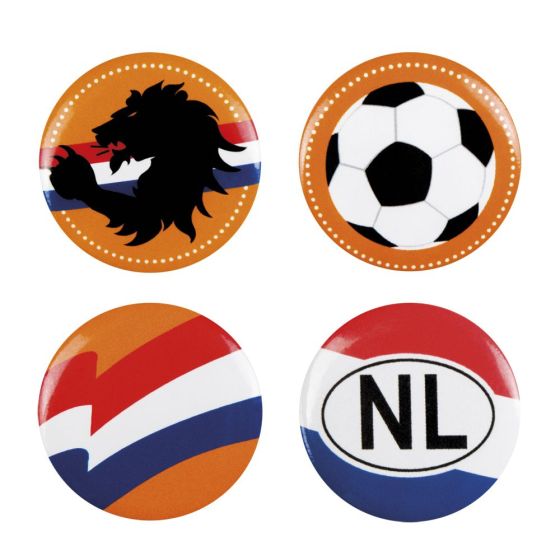 Nederland Fan Buttons 4 stuks