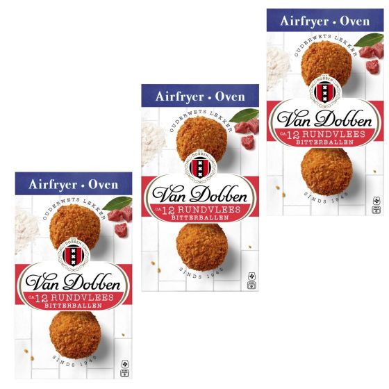 3x Van Dobben Oven & Airfryer Rundvlees Bitterballen 12 st