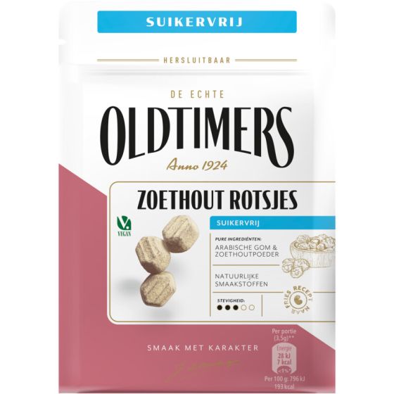 Oldtimers Zoethout Rotsjes Suikervrij100g