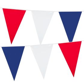 Rood wit blauwe vlaggenlijn 10 meter lang met 18 puntvlaggen