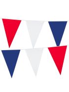 Rood wit blauwe vlaggenlijn 10 meter lang met 18 puntvlaggen