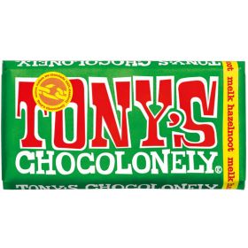 Tonys Chocolonely Melk 32% Hazelnoot 180g  (THT 26.06.2026)