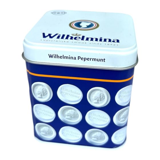 Wilhelmina Pepermunt Blik Delfts Blauw Blaadjes 100g