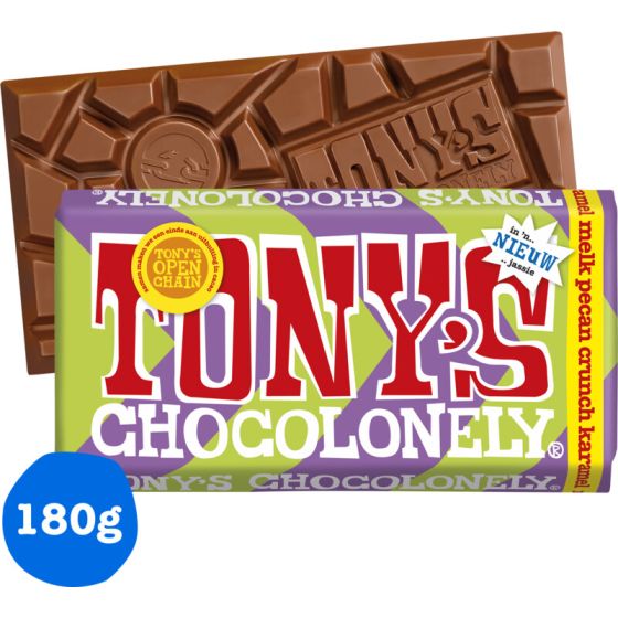 Tonys Chocolonely Melk Pecan Crunch Karamel 180g