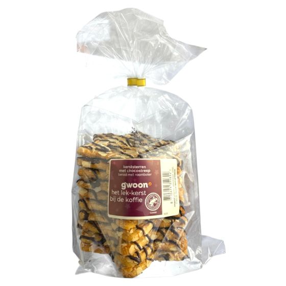 Gwoon Reuze Amandel Kerststerren met chocostreep 325g