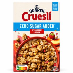 Quaker Cruesli Aardbei & Perzik Zero Sugar 400g (THT...