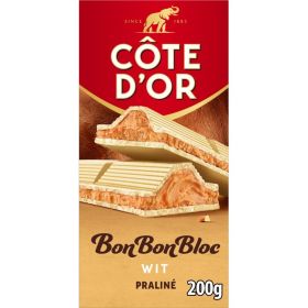 Cote dOr Bon Bon Bloc Praline Wit 200g (THT 16.10.2026)