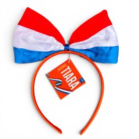 Oranje Tiara met strik Rood-Wit-Blauw