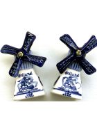 Delfts blauw peper en zout molentjes vierkant set / Holland Souvenir Pfeffer ...
